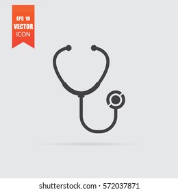 Stethoscope icon in flat style isolated on grey background. For your design, logo. Vector illustration.