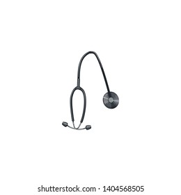 Stethoscope icon in flat style with long shadow, isolated vector illustration on white transparent background.