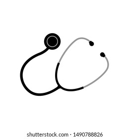 Stethoscope icon in flat style with long shadow, isolated vector illustration on white transparent background.