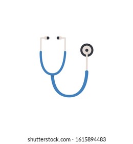 Stethoscope icon in flat style with long shadow, isolated vector illustration on white transparent background.