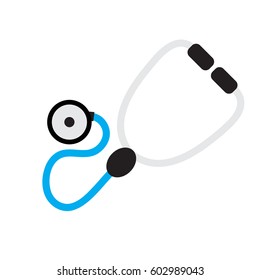 stethoscope icon in flat style with long shadow, isolated vector illustration on white background