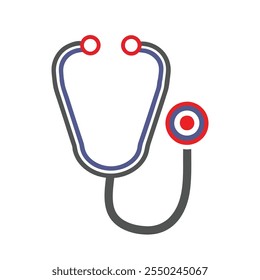 Icono de estetoscopio en estilo plano para diseño médico y sanitario.