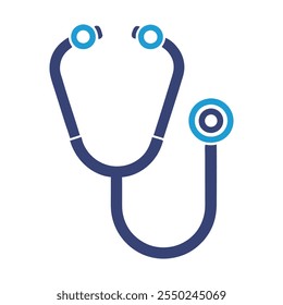 Icono de estetoscopio en estilo plano para diseño médico y sanitario.