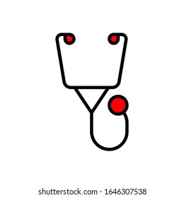 Stethoscope icon. Flat vector graphic in white background.