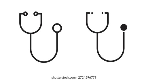 Símbolo de ícone de estetoscópio e conceito de símbolo de linha fina de conjunto de linhas.