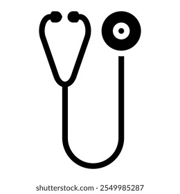 Stethoscope icon in Glyph Style. Black Fill