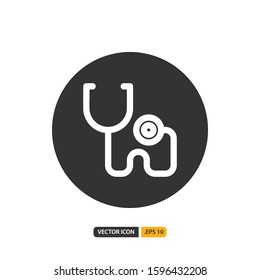 stethoscope icon in glyph style. Vector logo design template. Modern design icon, symbol, logo and illustration. Vector graphics illustration and editable stroke. Isolated on white background.