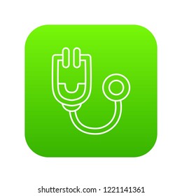 Stethoscope icon green vector isolated on white background