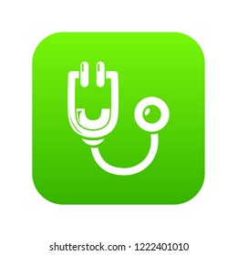 Stethoscope icon green vector isolated on white background
