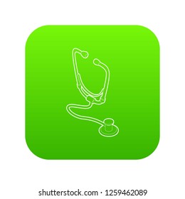 Stethoscope icon green vector isolated on white background