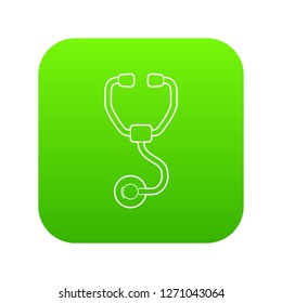 Stethoscope icon green vector isolated on white background