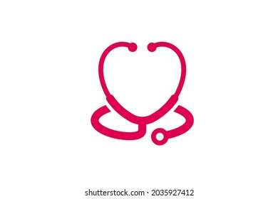 Stethoscope icon with heart shape. Health and medicine symbol.