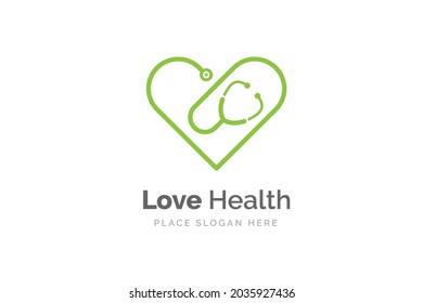 Stethoscope icon with heart shape. Health and medicine symbol.