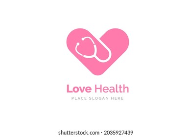 Stethoscope icon with heart shape. Health and medicine symbol.