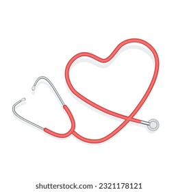 stethoscope icon with heart shape. Health and medicine symbol, Isolated vector illustration love