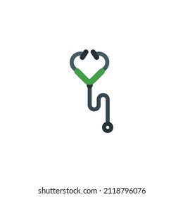 stethoscope icon with heart shape or love and fidelity. medical icon