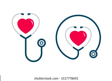 Stethoscope icon with heart shape. vector illustration.