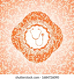 Stethoskopsymbol in abstraktem orangefarbenem Mosaikzeichen