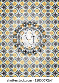 stethoscope icon inside arabesque emblem. arabic decoration.
