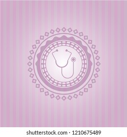 stethoscope icon inside badge with pink background