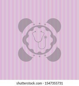 stethoscope icon inside badge with pink background