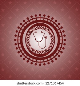 stethoscope icon inside badge with red background