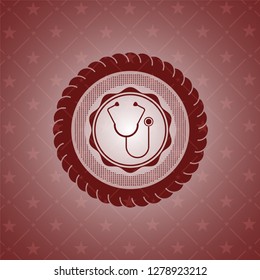 stethoscope icon inside badge with red background