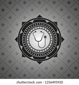 stethoscope icon inside black emblem. Vintage.