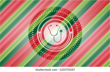stethoscope icon inside christmas badge background.