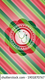 stethoscope icon inside christmas badge. 