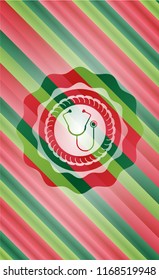 stethoscope icon inside christmas colors style badge.