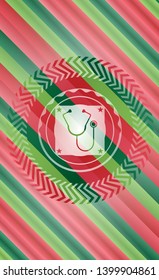stethoscope icon inside christmas colors style badge.