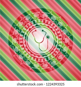 stethoscope icon inside christmas emblem background.