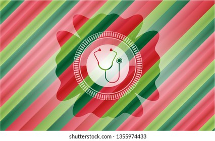 stethoscope icon inside christmas emblem.