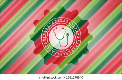 stethoscope icon inside christmas emblem.
