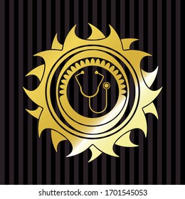 stethoscope icon inside gold shiny badge