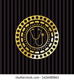 stethoscope icon inside golden badge