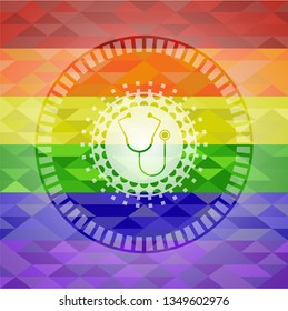 stethoscope icon inside lgbt colors emblem 