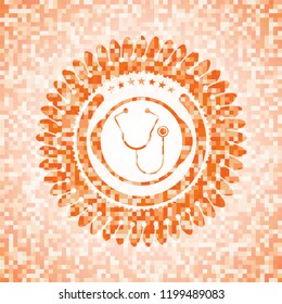 stethoscope icon inside orange mosaic emblem