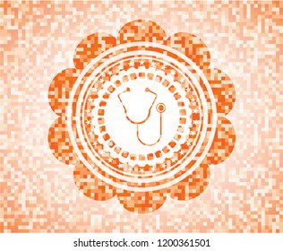 stethoscope icon inside orange mosaic emblem