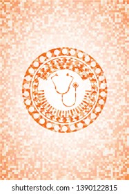 stethoscope icon inside orange mosaic emblem