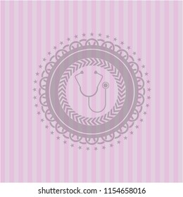 stethoscope icon inside pink emblem