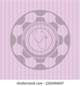 stethoscope icon inside pink emblem
