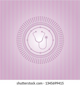 stethoscope icon inside pink emblem