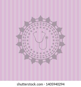 stethoscope icon inside pink emblem