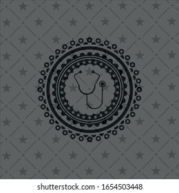 stethoscope icon inside realistic dark emblem