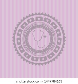 stethoscope icon inside realistic pink emblem
