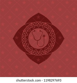 stethoscope icon inside red icon or emblem