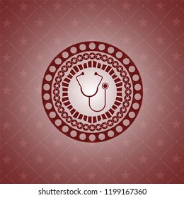 stethoscope icon inside red emblem. Vintage.