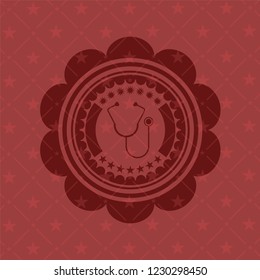 stethoscope icon inside red emblem